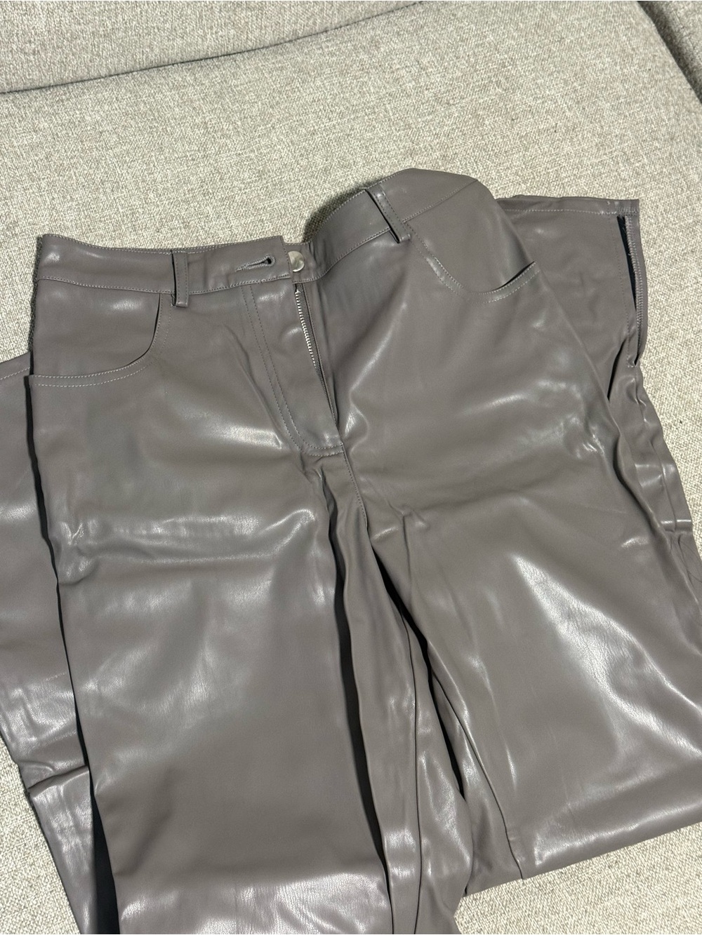 Forever 21 Faux Leather Skinny Pants Gray Size Small